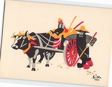 Postcard Ox Cart Art Print
