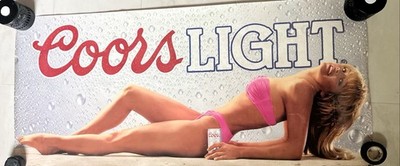 1991 Rare Coors Light Sexy Pink Bikini Beer Poster Vintage 44  X 20 