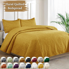 Luxury Bedspread Bedding Set 3 Piece Quilted Coverlet Bed Throw Queen King Size