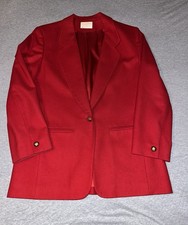 Vintage Pendleton Women  s Blazer 80s 90s Red Wool Made In USA Jetted Pockets