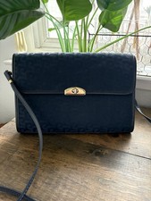 70s Blue Pierre Cardin Jacquard Leather Monogram CLUTCH Shoulder Bag