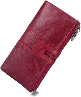 Ladies RFID Genuine Leather Wallet, Bifold Long Clutch Card Holder | 12 Card Slo