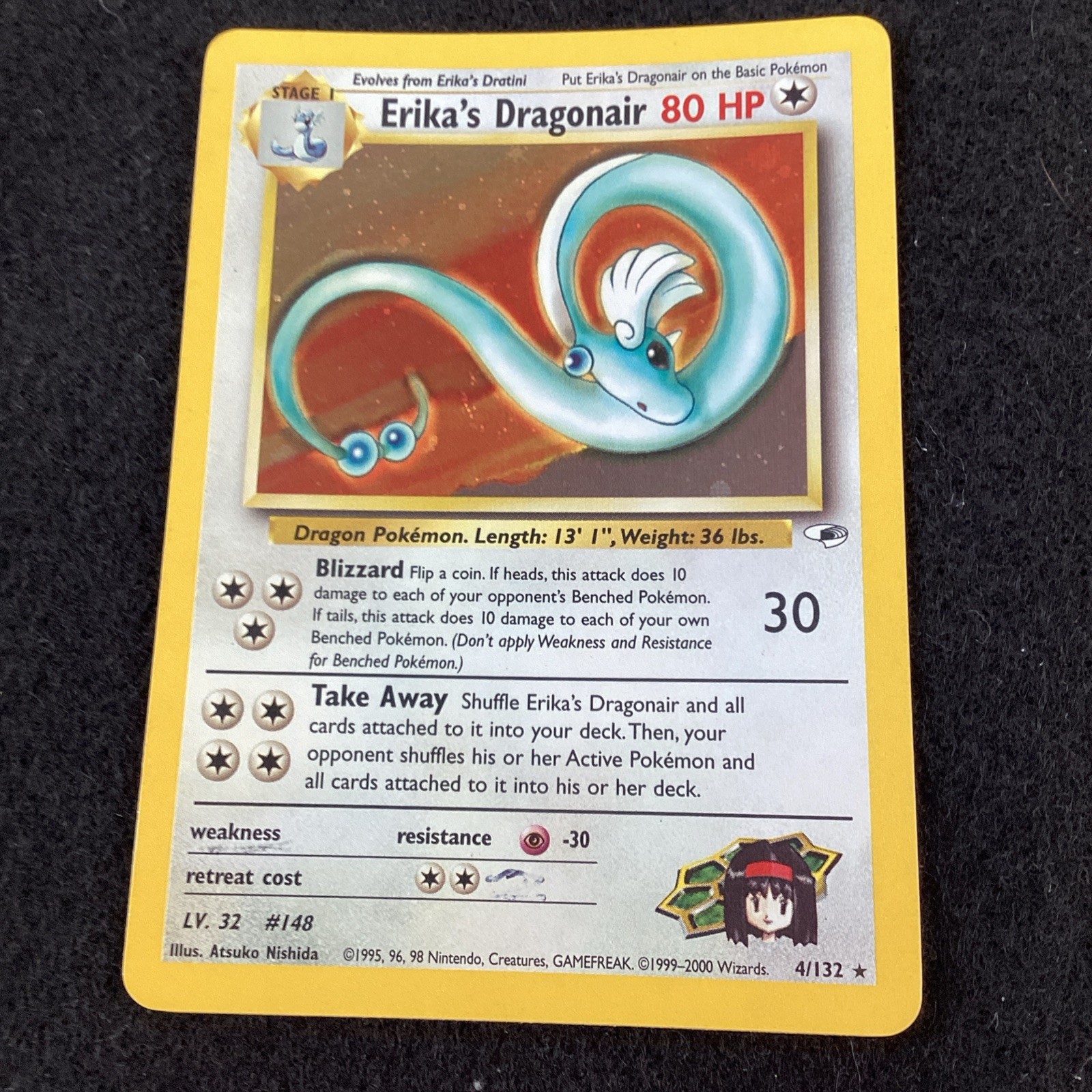 Erika's Dragonair 4/132 Gym Heroes Pokemon TCG Card Holo Rare Vintage 2000