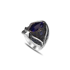 925 Sterling Silver Handmade Silver Ring with Sapphire Stone, Gem Stone Ring,