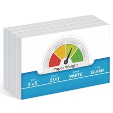 Blank 3x5 Cards 200 Sheets, 74 Lb Thick Paper...