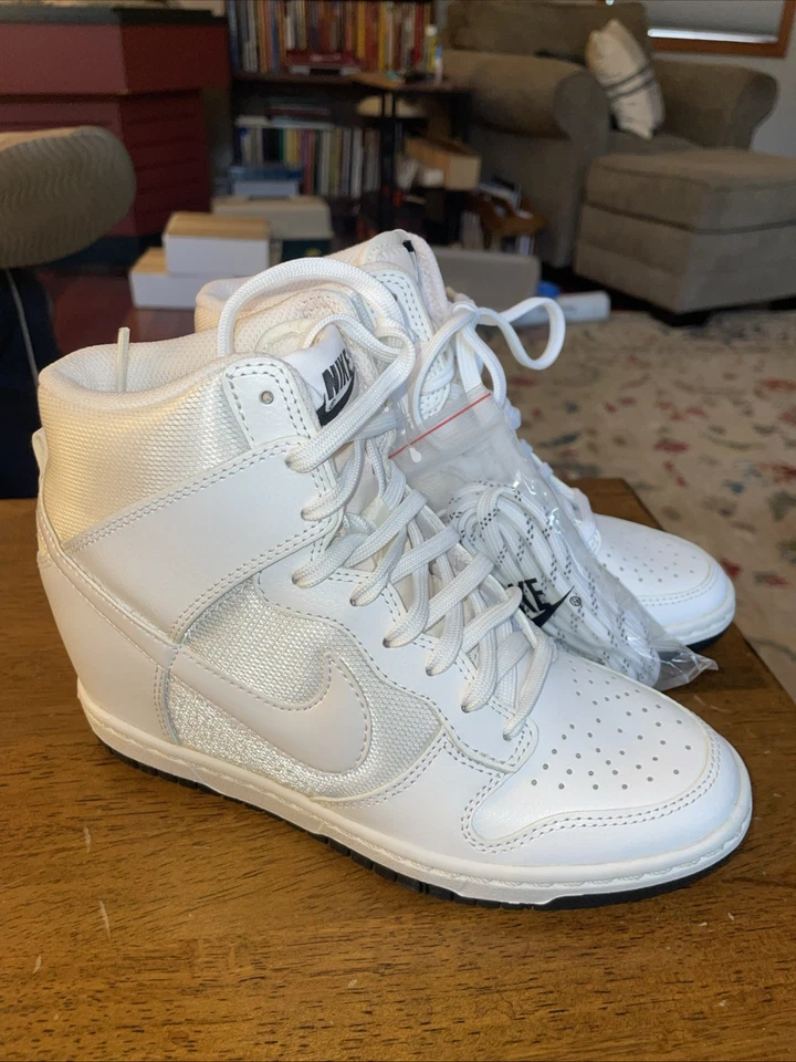 Nike Dunk Sky Hi Mesh Blanco Alta Cuña Tacón Oculto 644877-101 Para Mujer Talla 5 NUEVO Foto 2 de 4