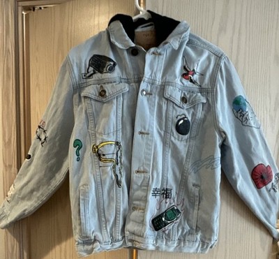 Rue21 Y2K Light Blue Embroidered Denim Jacket women s Medium streetwear 