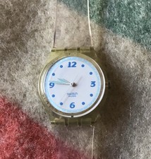 Vintage Swiss Swatch with Clear Watch Band and Casing Good Working Condition