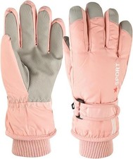 Winter-Skiing-Snowboarding-Gloves Warm Outdoor Sports Mittens for Girls Pink