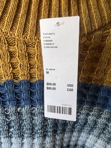 NWT Urban Outfitters BDG Mustard Striped Waffle Knit Oversized Sweater Size M - Picture 8 of 9