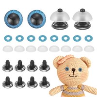 12 Pcs Glitzer-Sicherheitsaugen FüR Puppen, 16Mm Kunststoff 3D HäKelaugen, Blau
