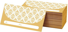 100 Pack Gold Money Envelopes for Cash Gifts 7X3 Inch Fancy Decorative