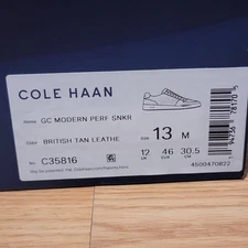 Cole Haan Shoes Mens Size 13 British Tan Leather GC Modern Perf C35816 Sneaker