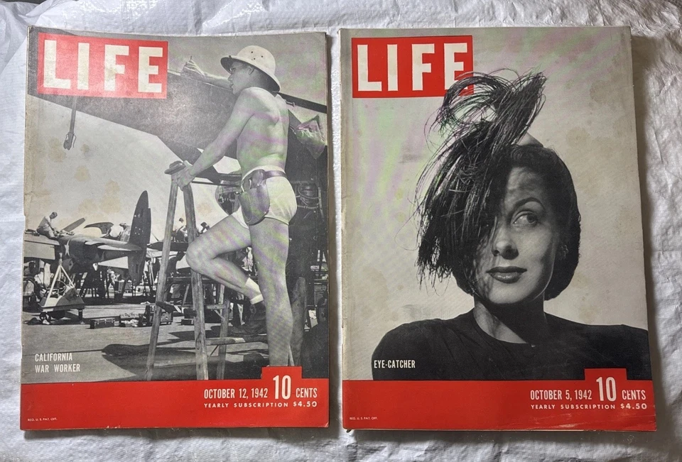 Life Magazine Lot of 4 Full Month of October 1942 5, 12, 19, 26 WWII WAR ERA Foto 3 de 4