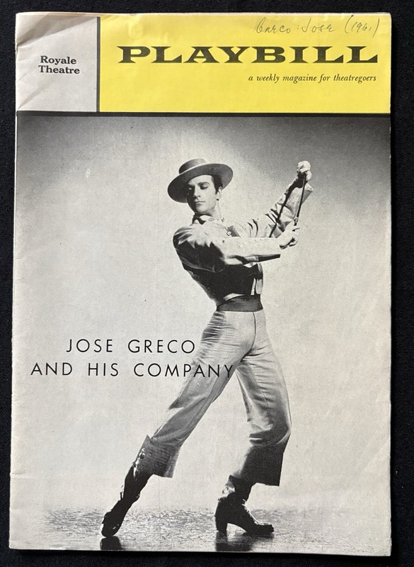 1961 Playbill Jose Greco Royale Theatre Flamenco Dance Broadway May 1961 NYC