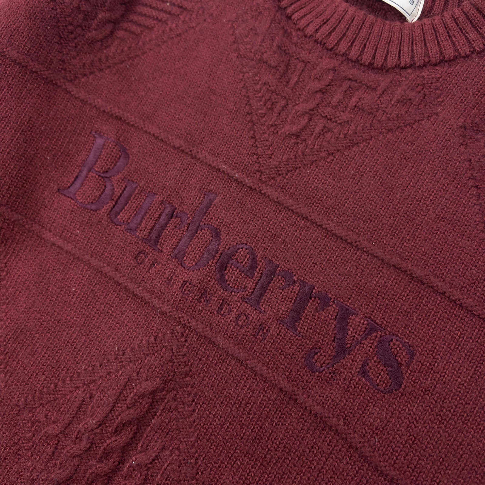 Vintage 90s Burberry Embroidered Knit Jumper Size XS image 5