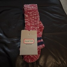 New Hunter Red Mouline Collage Knit Boot Socks S/M
