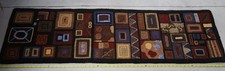 VTG Hand Hooked Wool Runner Hit or Miss Geometry GV Ayres Signed Abstract 57" A4