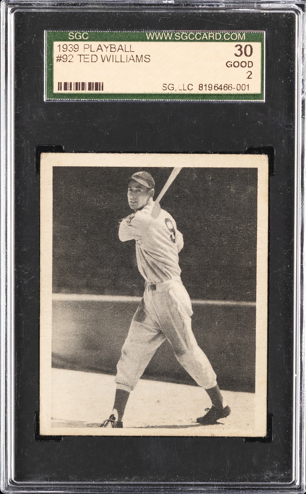 1939 PLAYBALL #92 TED WILLIAMS ROOKIE RC SGC 2