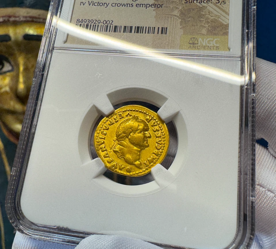 IMPERIO ROMANO "VESPASIANO" NGC CH F AUREUS 69AD MONEDAS DE ORO ANTIGUAS CÉSAR AUGUSTO Foto 3 de 4