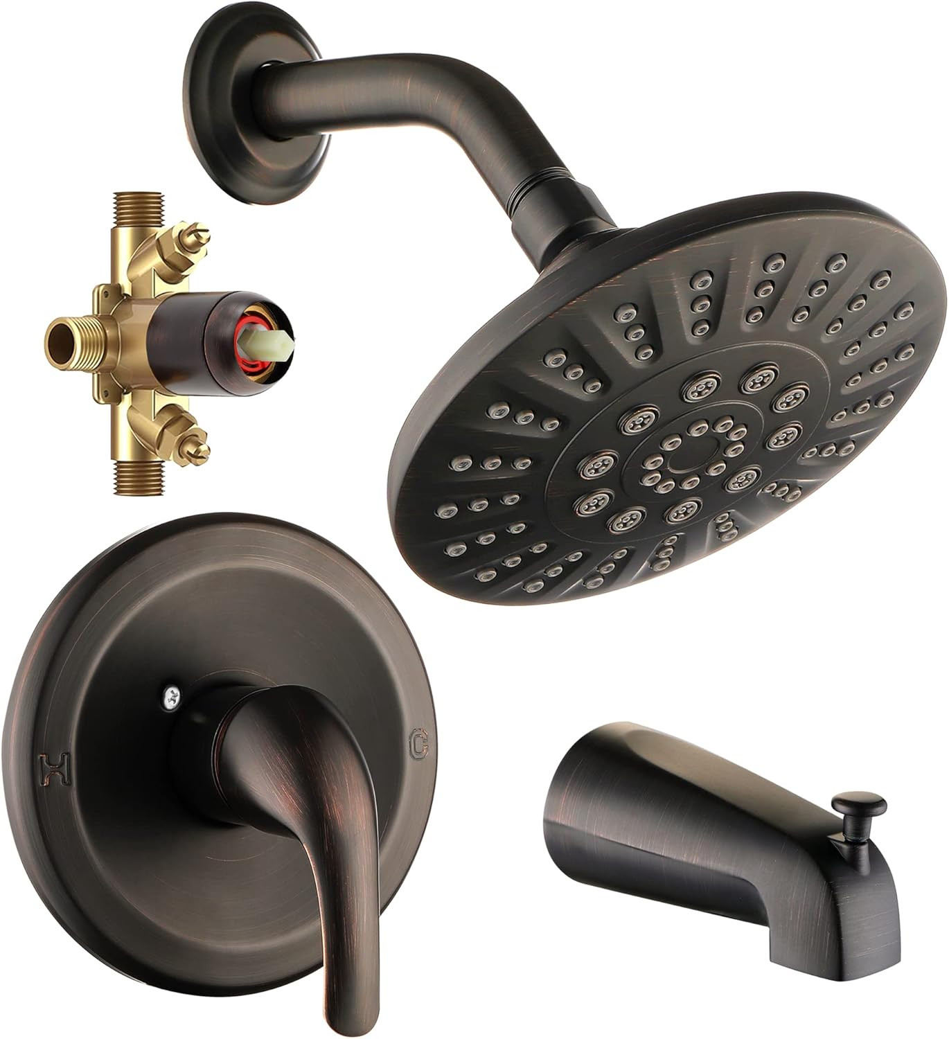 Shower Tub Faucets Sets Complete with Diverter, 5 Spray Sett