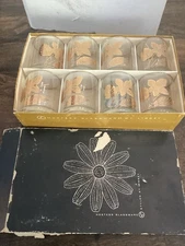 Libbey Hostess Glassware Set Of 8 - 8oz Gold Leaves Glasses