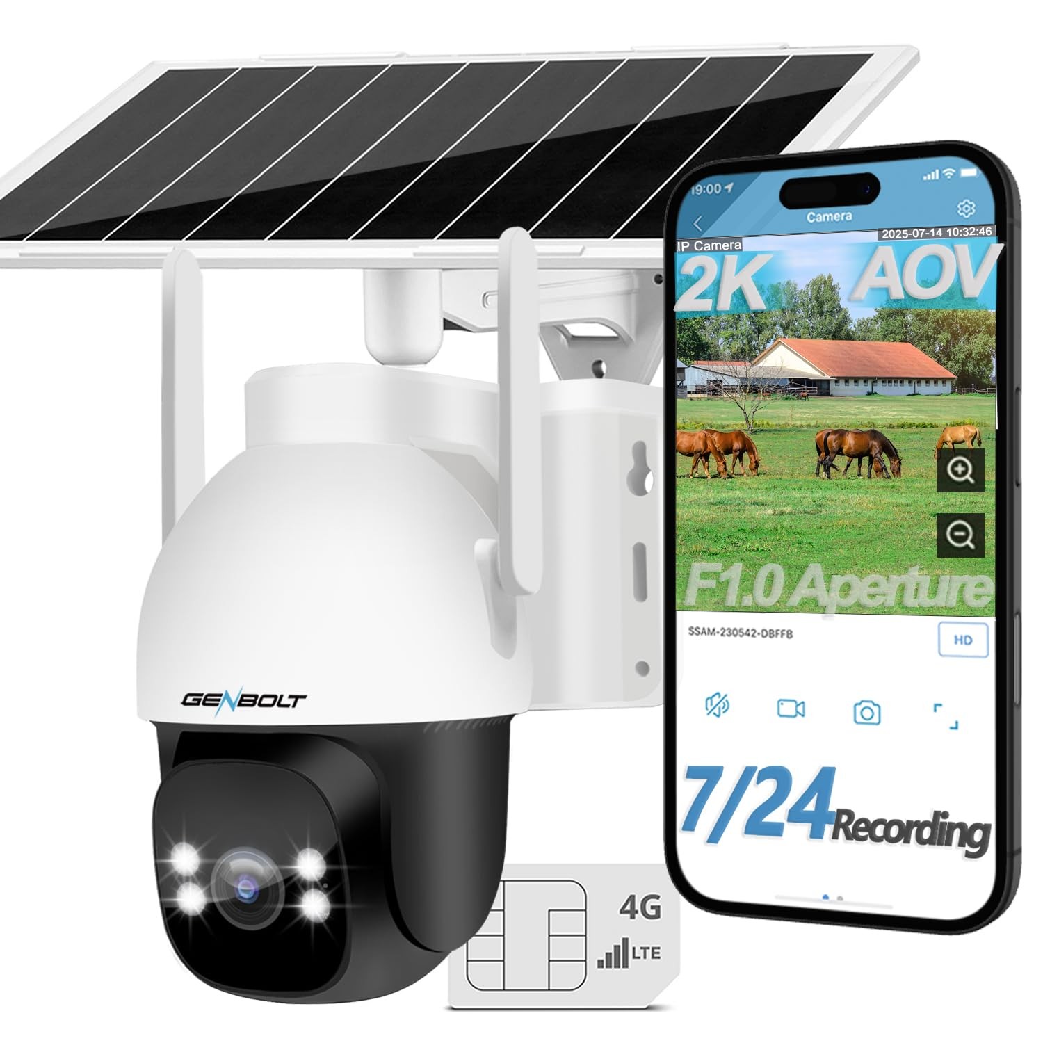 Telecamera 4G Solare 2K AOV: Registrazione Continua Senza WiFi IP66