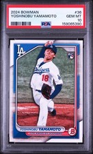 Yoshinobu Yamamoto Rookie Card Japan Bowman 2024 Los Angeles Dodgers PSA 10. rookie card picture