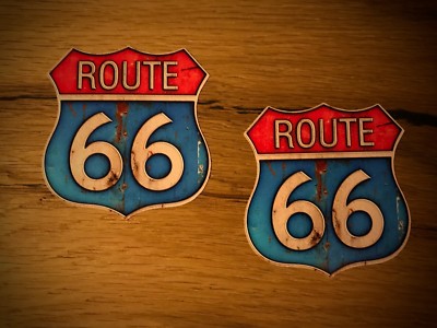 2x ROUTE 66 Aufkleber V8 Hotrod Pickup Mother Road Biker Oldtimer Retro USA #246