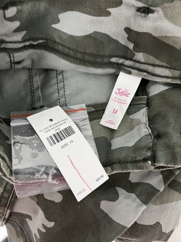 Justice Girl's Green Camouflage High Rise Wide Leg Denim Jeans Size 14 - Picture 5 of 11