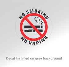 NO SMOKING N0 VAPING stickers  Select a Size  CLEAR  outdoor durable  decals