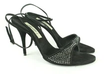 Claudio Milano Vero Cuoio Womens Shoes Black Suede Crystal Size 39 Italy $420