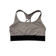 Victoria Sport Grey Racerback Sports Bra Mesh Detail Supportive Activewear Small