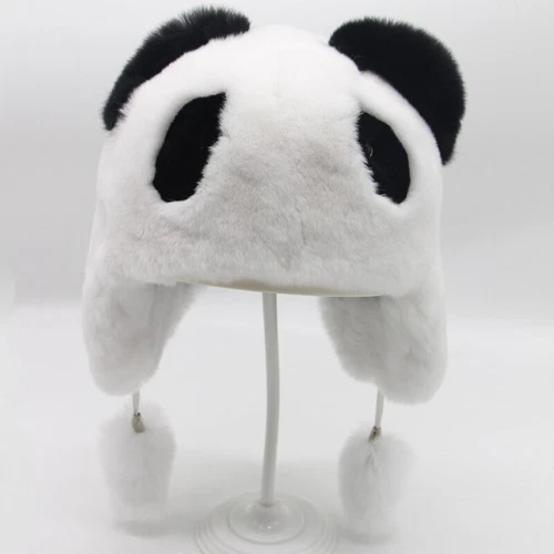 Kids Children Real Rex Rabbit Fur Hat Warm Caps Cute Bear Style Outdoor Beanie - Picture 5 of 15