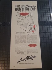 Louis Philippe Lipstick WW2 Vintage Print Ad 1942 5x14