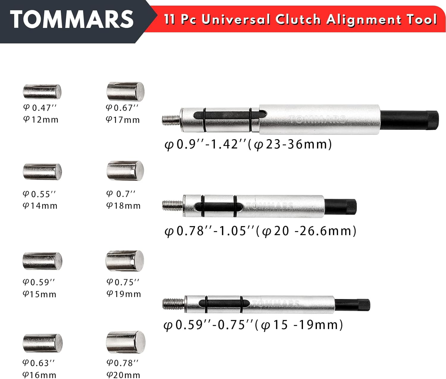 TOMMARS Clutch Alignment Tool Kit 11 Pc Universal Clutch Disk Centering