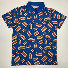 Tipsy Elves Men's Golf Polo Shirt Hot Dog All Over Print Size Small