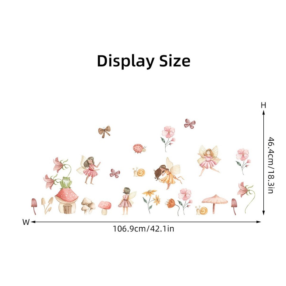 Fairy Garden Wall Decals Nursery Decor Girls Bedroom Vinyl Wall Sticker