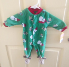 Carter's My First Christmas Santa Green Footed Fleece Sleeper Size Newborn NWT