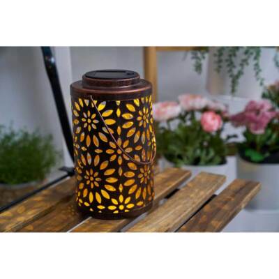 LED Solar Laterne Sunshine Grace Kupfer IP44 Ø18cm warmweiß außen Tischlampe