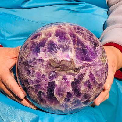 9.94LB Natural Beautiful Dream Amethyst Quartz Crystal Sphere Ball Healing 3305
