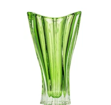 Crystal Glass Vase12 " Centerpiece Flower Bud Vase Green  Color Bohemia Crystal 