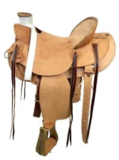Premium Quality Western Leather Wade Saddle With Free Matching Tack Set & Cinch.