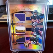 Hill, Brown, Boykin 2019 Gold Standard Newly Minted Triple Patch #02/49 Ravens