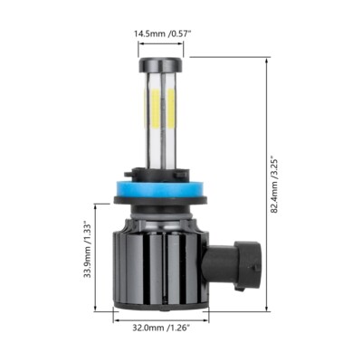 6-side H11 H9 LED Headlight Bulbs Conversion Kit High Low
