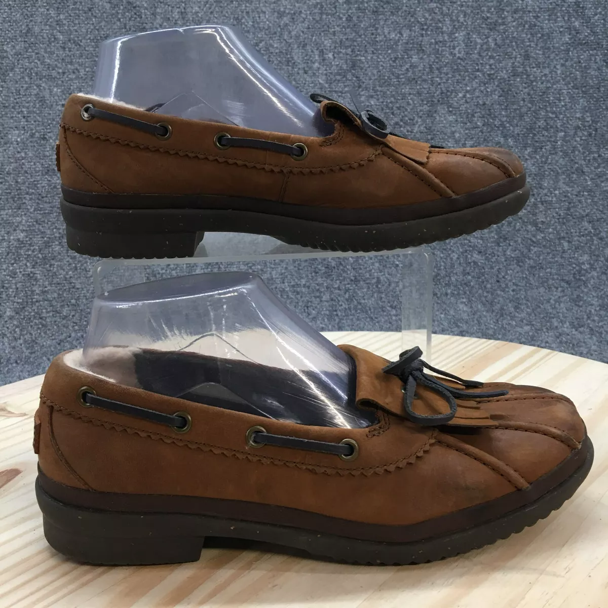 UGG Shoes Womens 7 Haylie Waterproof Rain Duck Brown Leather Slip On 1007998