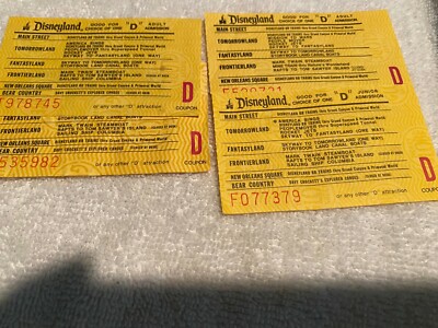Disneyland Set of Four ''D'' Tickets - America Sings 1970's - MAKE OFFER 