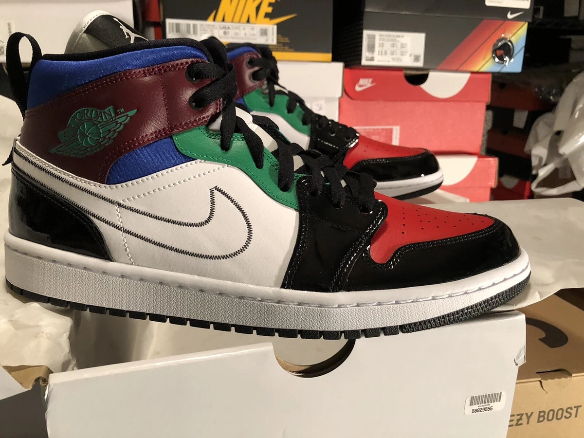 Size 12W - Jordan 1 Mid SE Black/Multicolor/White 2020 Patent Leather New  In Box | eBay