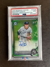 2022 Bowman Chrome BENJAMIN COWLES 1st Green Refractor Auto /99 PSA 9 Cubs