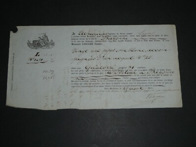 Connaissement Maritime 1846, Bordeaux à Bayonne, Weißwein, Königliche Briefmarke Seine